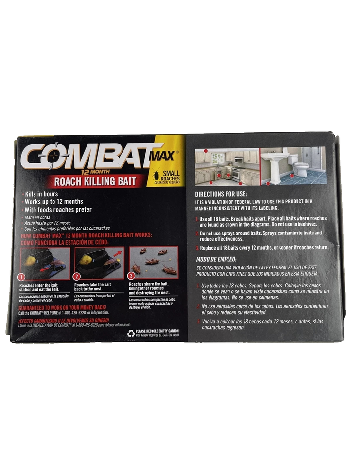 COMBAT Max 12-Month Small Roach Killing Baits – 18-Pack, Indoor Use, Kills Roaches 2 thumbnail image