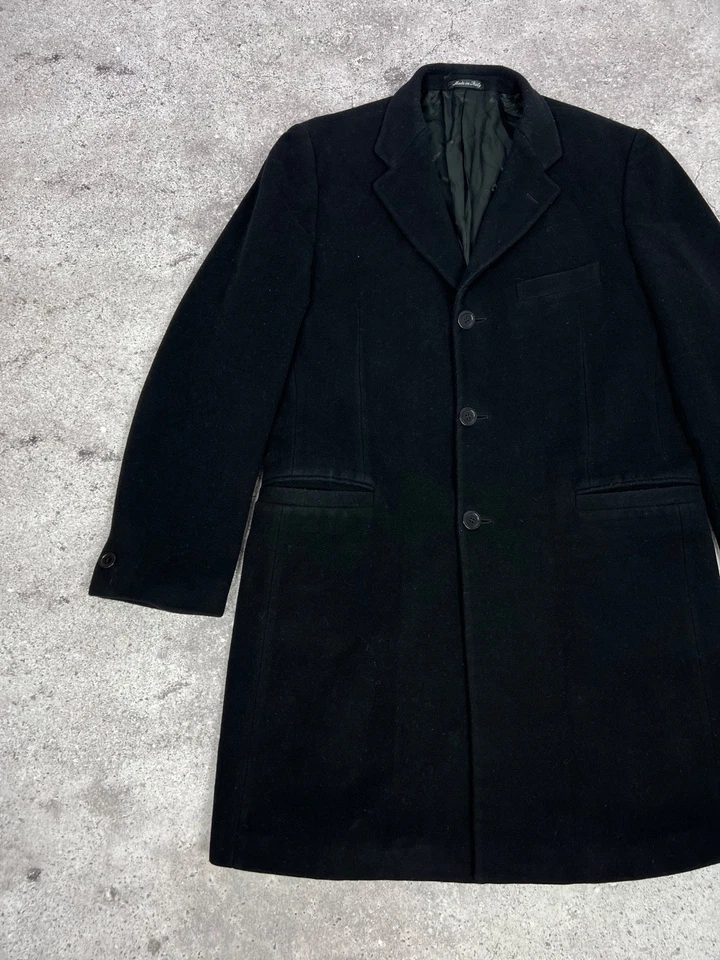 Vintage Versace V2 Classic Wool Coat Black Men's size 54 - Image 2 of 4