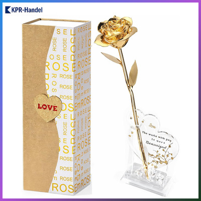 24K Gold Rose, handgetaucht - romantisches Geschenk für Frauen
