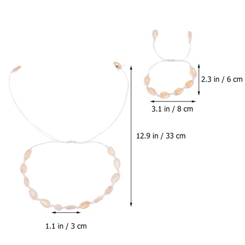 Conjunto de pulsera trenzada de concha natural simple decoración de mujer collar pulsera - Imagen 2 de 11