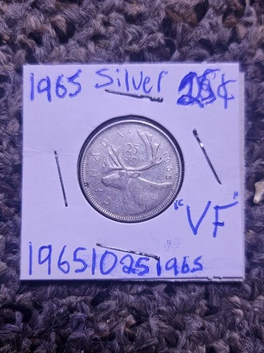 1965 canadian silver quarter - 80% silver - VF+