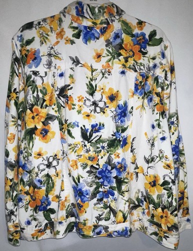 Giacca Norm Thompson Light Denim Feel floreale giallo blu bianco donna taglia 3X - Foto 7 di 10