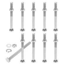 M10x120mm Hex Bolt with Nuts Washers 10 Set Stainless Steel Screw Partial Thread