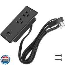 HHSOET 20W Recessed Power Strip Flat Plug, Desk Outlet with USB, Conference R