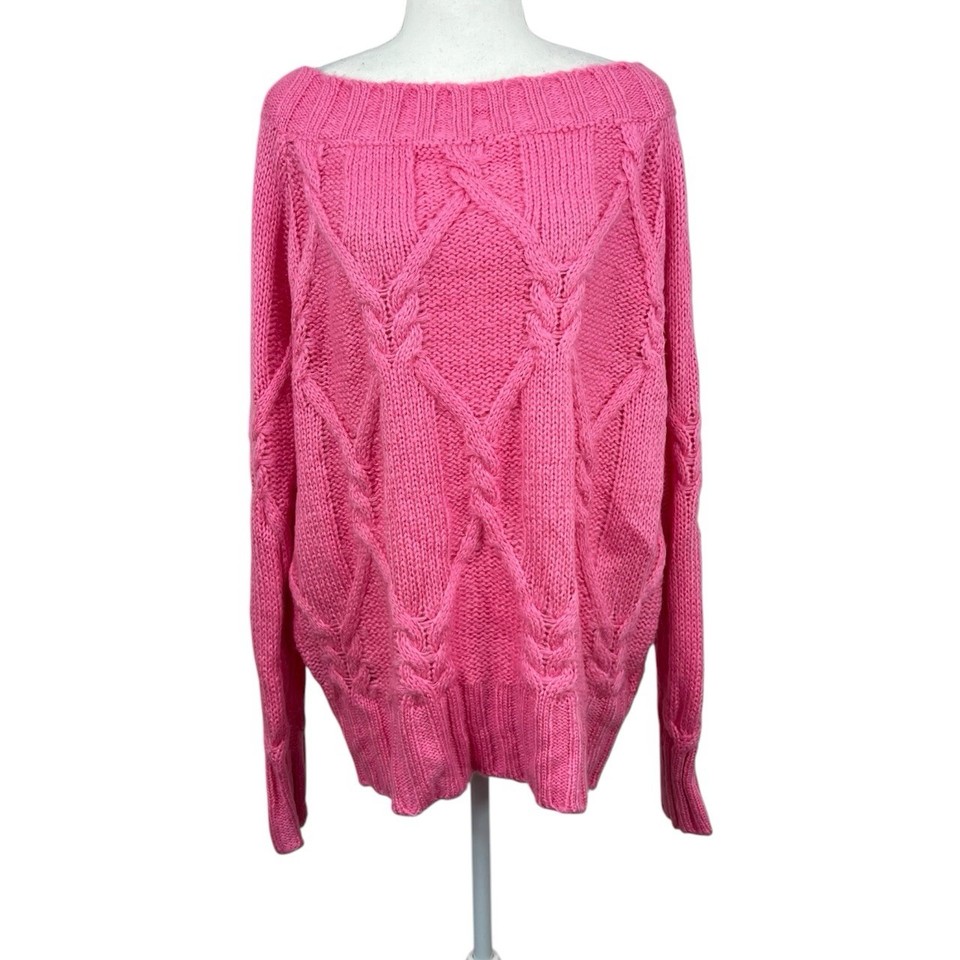 MISSGUIDED Pink Cable Knit Long Sleeve Sweater Sz 18 BNNT Winter Cottage #0986