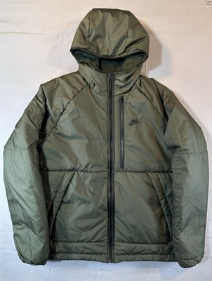 Nike Dark Green Insulated Puffer Jacket Men Large Activewear Zipper Nike Repel