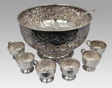 Mid-Century Silver-Plated Punch Bowl Set by The Sheffield Silver Co., USA
