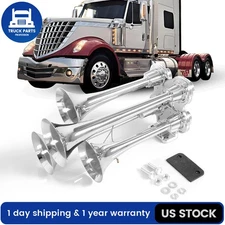 150DB LOUD 4 Trumpet Air Horn Kit Train Air Horns For Semi Truck Boat Van Car