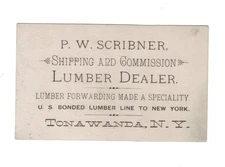 Antique Business/Trade Card LUMBER Dealer P. W. Scribner Tonawanda New York NY