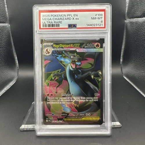 2025 Pokemon Phantasmal Flames Mega Charizard #109 Graded PSA 8 English