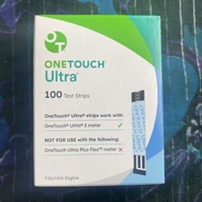 One Touch Ultra Blood Glucose Test Strips 100 Count SEALED Exp 10/31/26