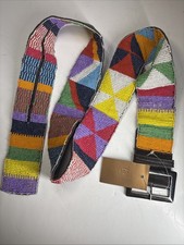 Native Style Boho Seed Bead Belt Handcrafted Multicolored Western Geometric FLAW