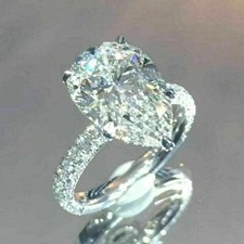 3.25 Ct Pear Cut D/VVS1 Moissanite Halo Engagement Ring Real 925 Sterling Silver