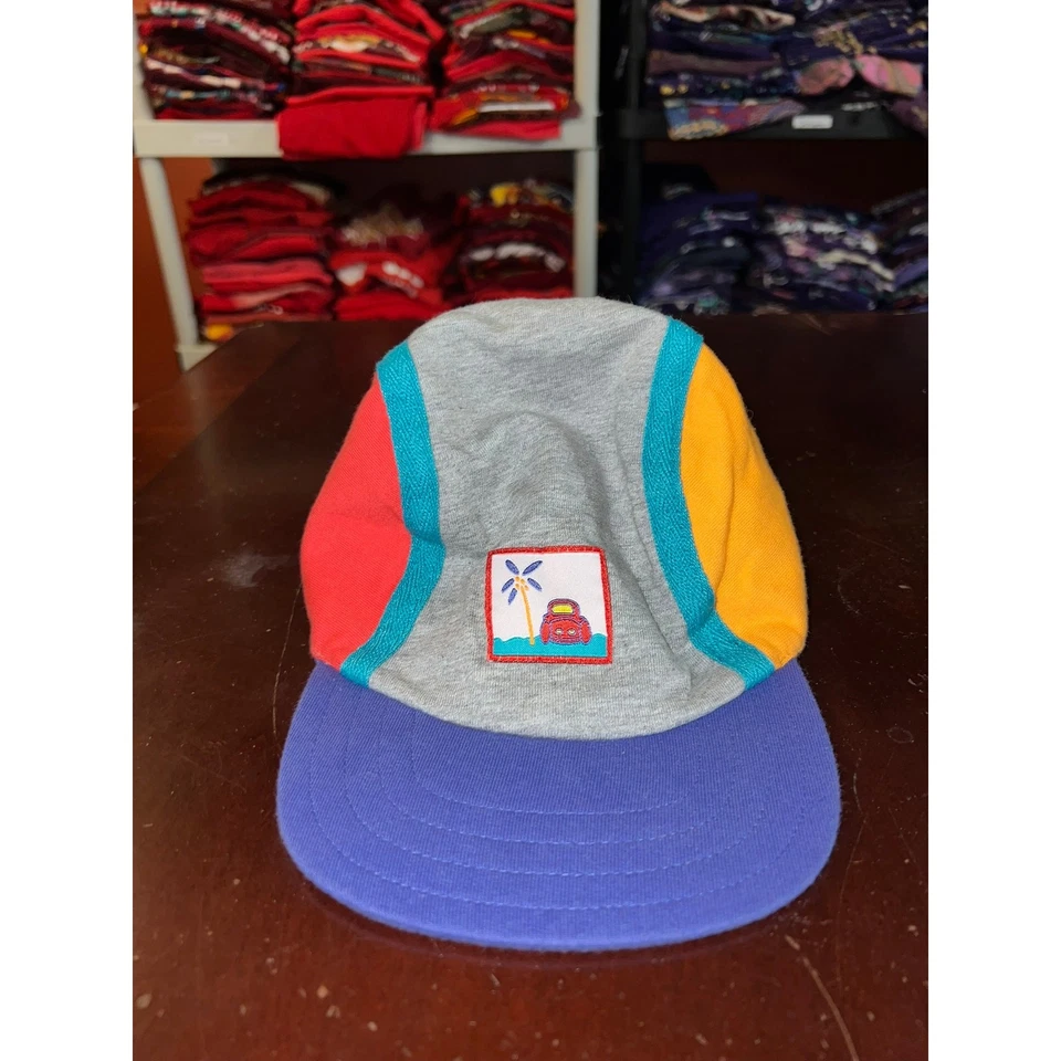 Vintage Baby Gymboree Hat Car Palm Tree Hawaii Gray Red yellow Multicolor 90s L - Image 2 of 4