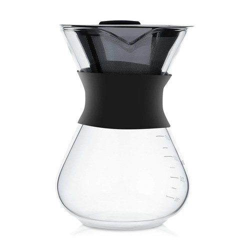 Asixx Kaffeekanne Kaffeeservice 400 ml hitzebeständiges Glas Edelstahl filte_
