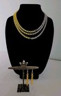 Chain Statement Necklace And Earrings Set Of Silver Tone And Yellow
