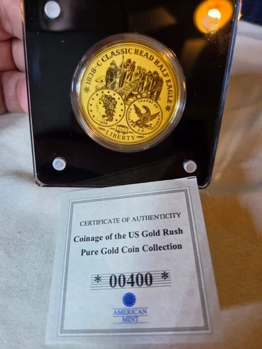 2022 American Mint 1838 C Classic Head Half Eagle 1/200oz 999 Fine Gold Com