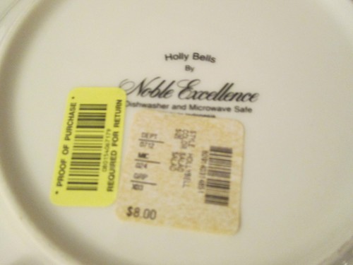 Holly Bells by Noble Excellence Set of 4 Salad Plates 9" UNUSED with Price Tags - Picture 3 of 3