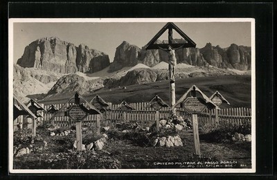 Postcard Passo Pordoi, Cimitero Militaire - Gruppo del Sella-Boè 