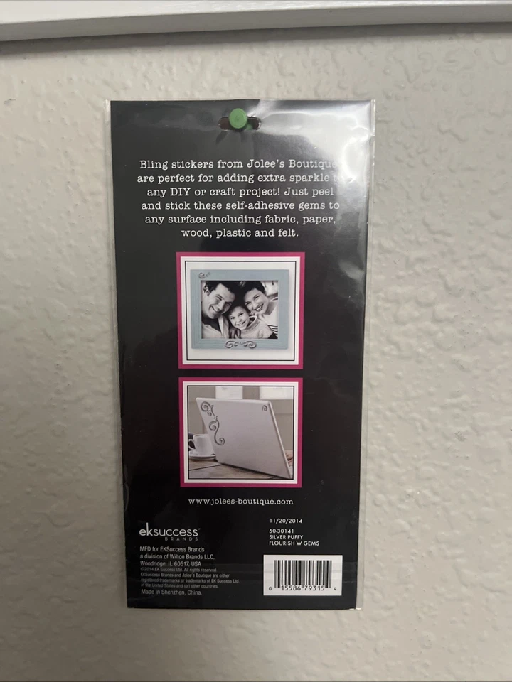 Flourish hinchado plateado con gemas pegatinas Jolees Boutique 50-30141 17 piezas Foto 2 de 2