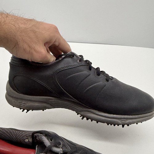 Scarpe da golf Footjoy Arc XT da uomo 9,5 larghe in pelle nera senza punte sneakers 59743 - Foto 10 di 13