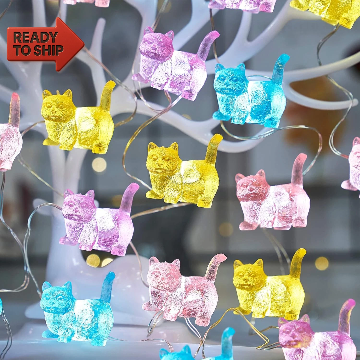 Cute Cat Decorative Lights Gifts Outdoor Fairy Lights Kitty Novelty Lighting 30L