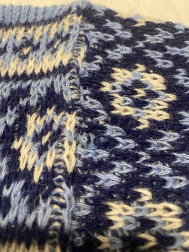 Vintage Norweger Made Nordstrikk Kleinkind 4T reine Wolle Pullover blau weiß - Bild 10 von 12