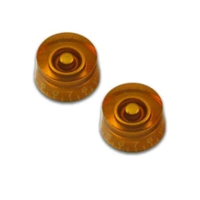 2 Left Hand Speed Knobs fits American Spec pots & guitars Amber