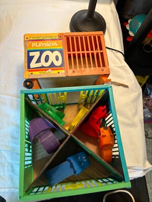 Vintage Playskool Toys Lock Up Zoo Circus Cage on Wheels Animals Playset Part