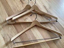 Lot 3 VTG WOODEN SUIT Pants Clip Jacket Coats CLOTHES HANGERS Heavy Wood
