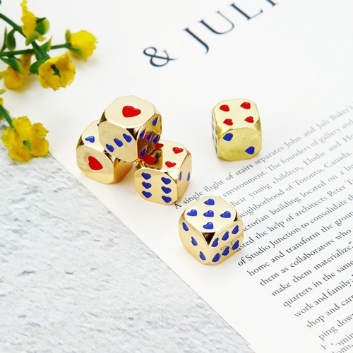 6 Sided Gold Plating Dice Gold Silver Bronze Dice Set Gambling Metal Dice Game - Picture 3 of 9