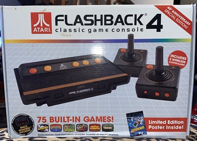 Atari Flashback 4-Classic Game Console 75 Built In Games- Tested & Works