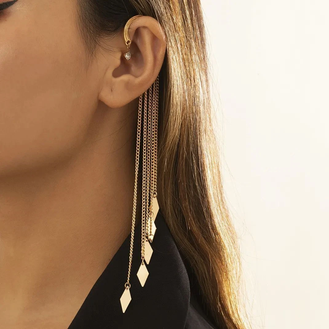 Long Tassel Clip Earring Women Ladies Fake Cartilage Exquisite Ear