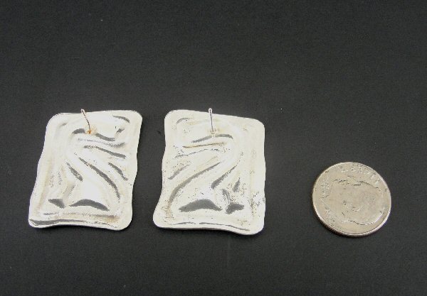 Earrings Silver Maze Scribble Lines Rectangle Sha… - image 4