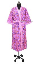 Pink Block Printed Cotton Kimono Robe Indian Handmade Kimono Beautiful Robe