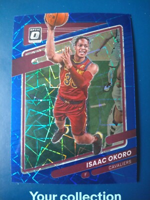 2021-22 Panini Donruss Blue Velocity PRIZM Isaac Okoro #99 Cleveland Cavaliers