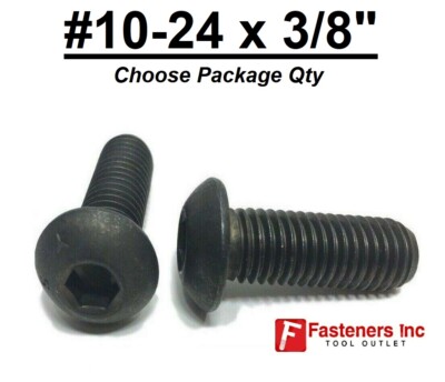 10-24 x 3/8'' Button Socket Head Cap Screws Allen Hex Black Oxide Alloy Steel