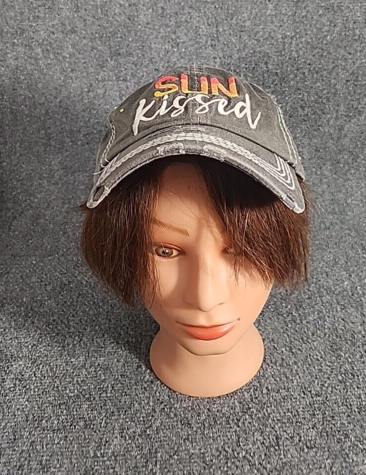 Sun-Kissed Distressed Grey Trucker Baseball Cap with Adjustable Strap OSFM-image