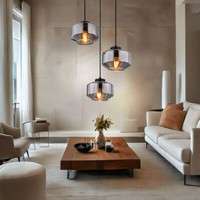 Pendelleuchte HäNgelampe Esszimmerleuchte Retro Rauchglas Wohnzimmerleuchte Led