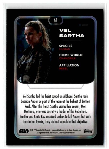 2023 Topps Star Wars Vel Sartha #61 Rainbow Foil - Picture 2 of 2