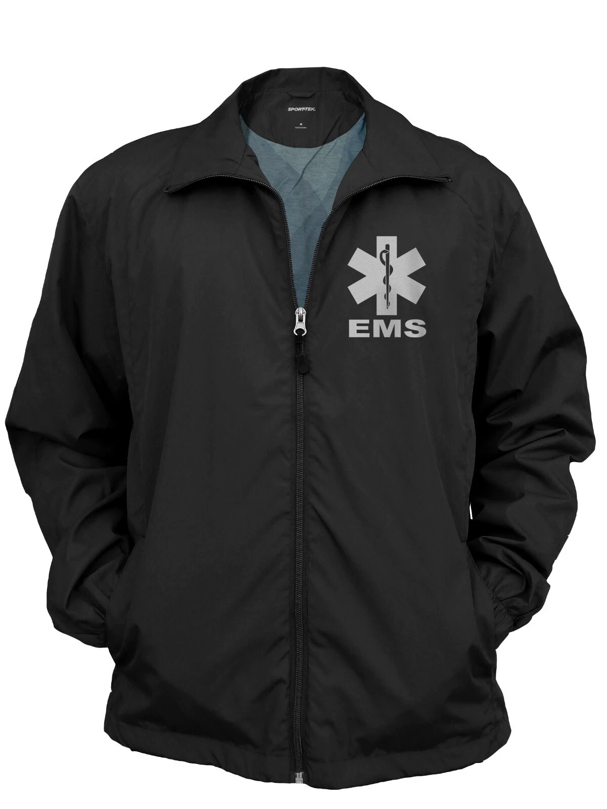 EMS Zipped up Windbreaker with Reflective Decorations Front and Back