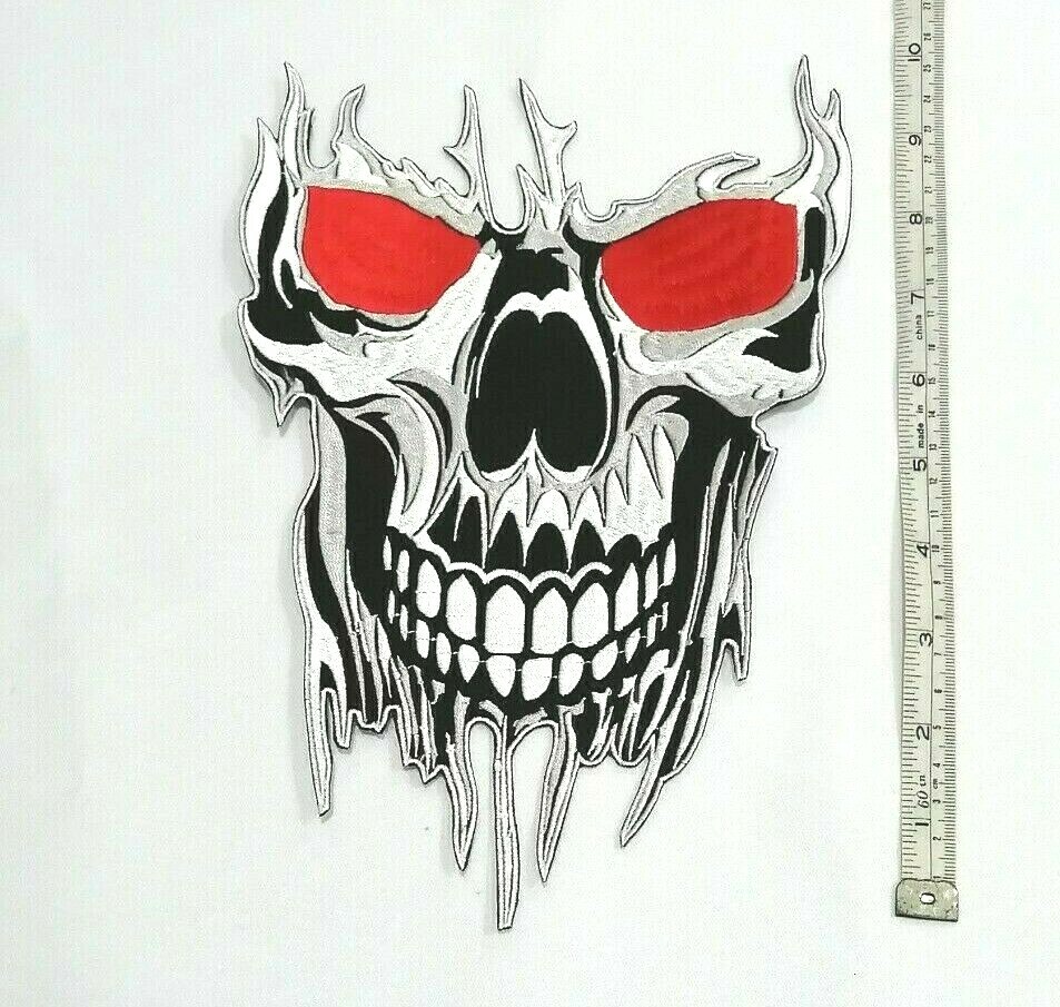 Skull Punisher Scary Red eyes Dark night symbol Embroidered