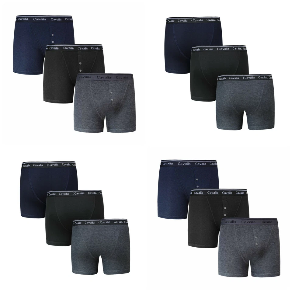 Cavailia Mens Boxer Shorts Elastic Underpants Trunks Briefs Plain Boxers 12 Pack