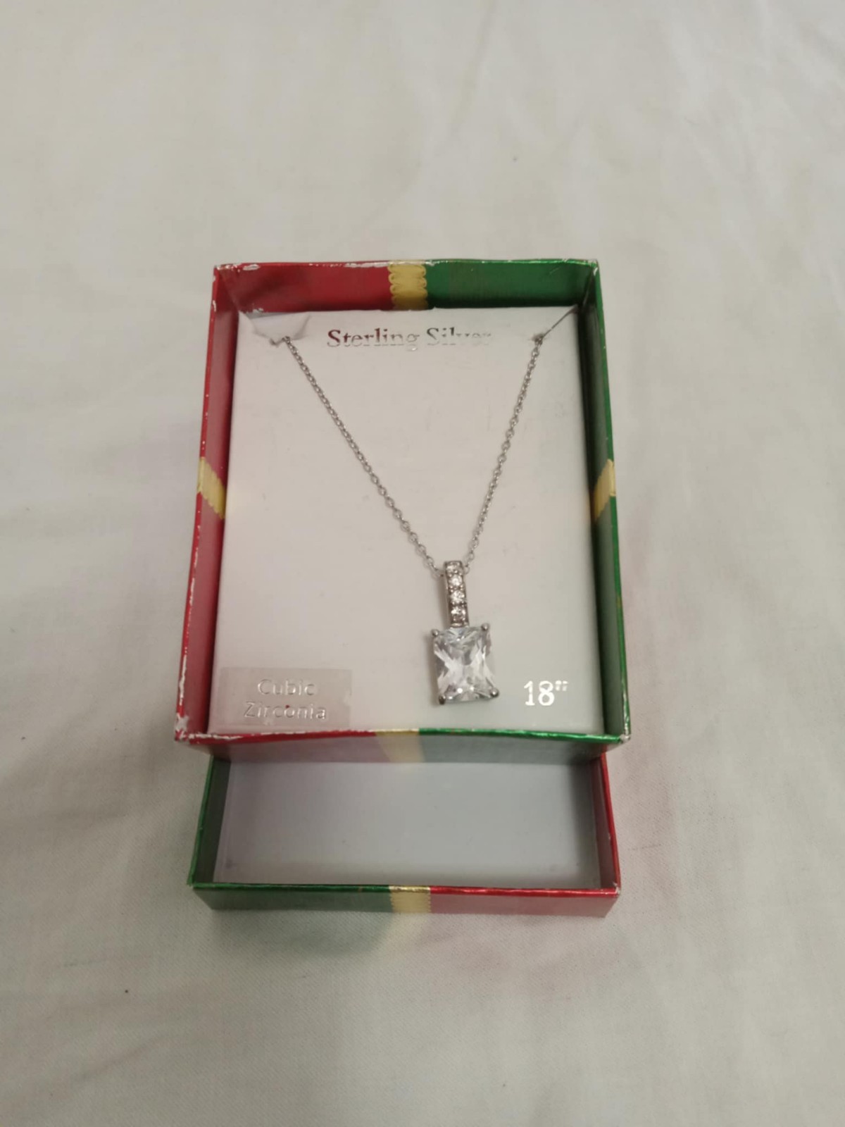 18-Inch Sterling Silver Chain with CZ Pendant - Elegant Jewelry