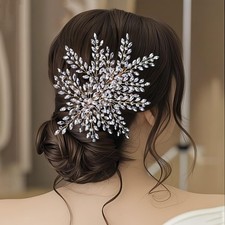 Wedding Rhinestone Hair Piece Leaf Bride Side Headpiece Crystal Accessory