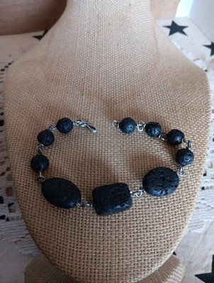 Armband Sterlingsilber Lavagestein mit strukturiertem Vulkangestein