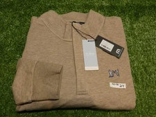 Travis Mathew Mens Cloud 1/4 Zip Sweatshirt NGLA Logo Portabella Beige Large