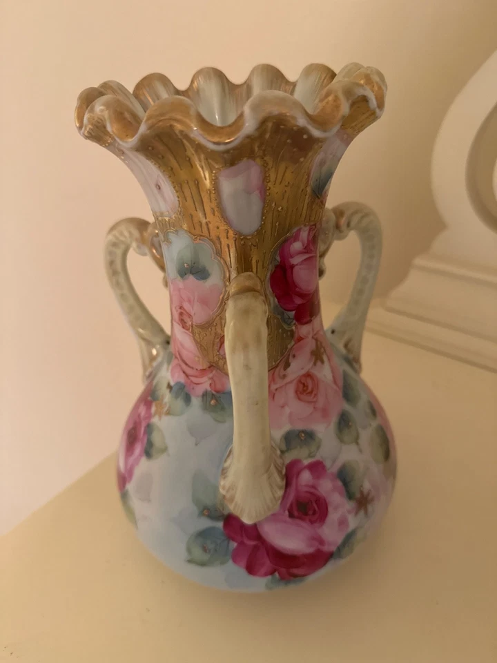 Это редкая красивая антикварная ваза Nippon с ручной росписью - Изображение 3 из 4