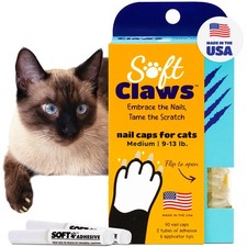 Cat Nail Caps for Medium Cats 40 Caps, Clear - Made in USA - Veterinarian...