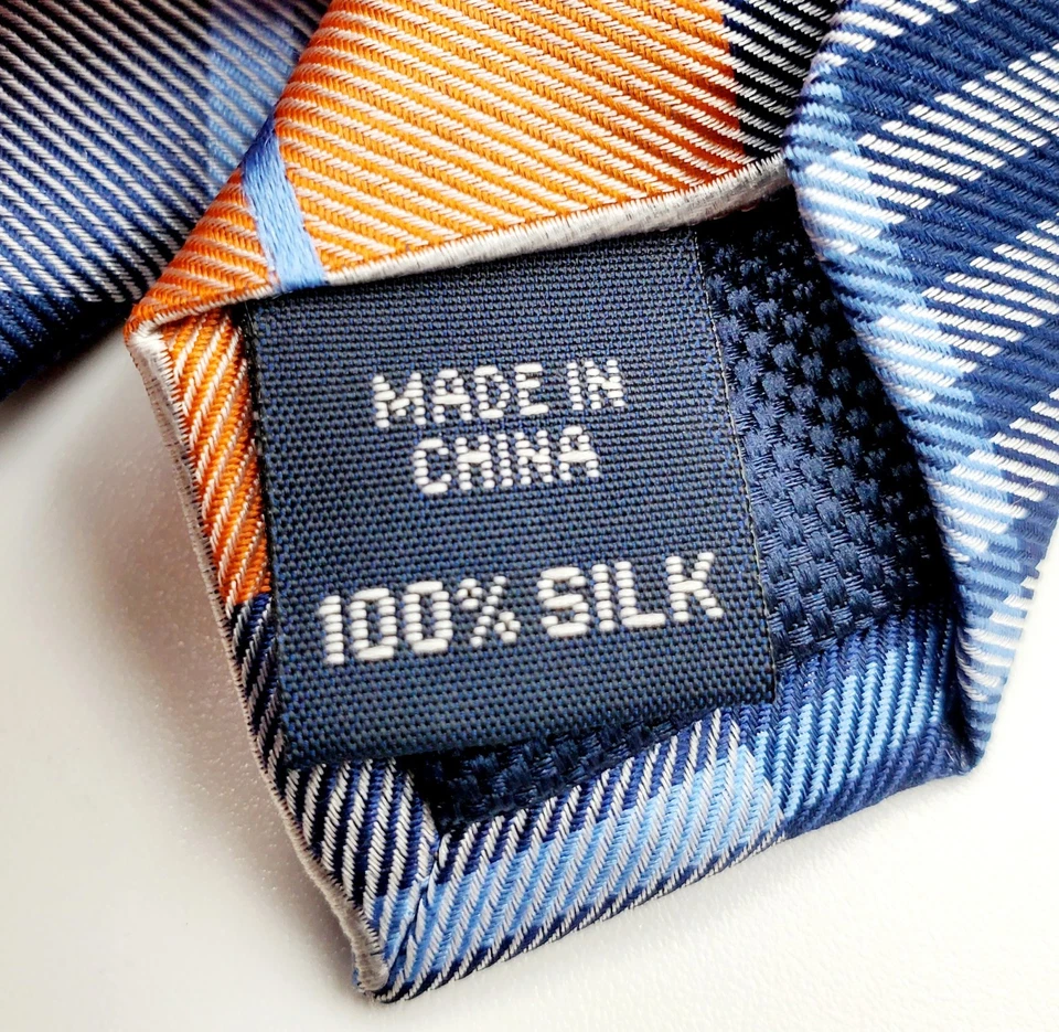 Corbata Nautica Cobre Azul Marino Diagonal Cuadros 100% Seda 3"  Foto 3 de 3